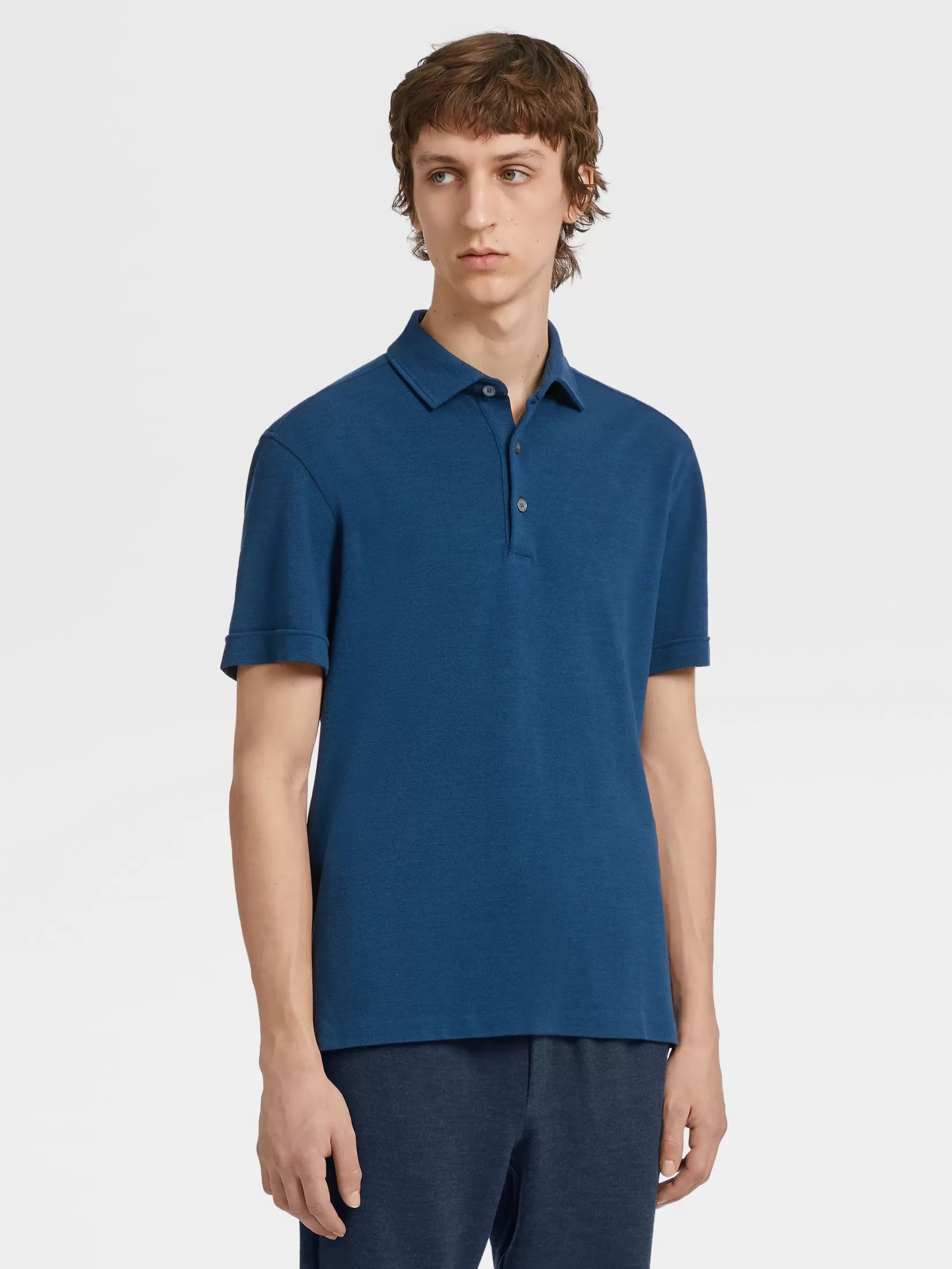 Best Polo a Maniche Corte in Lana 12milmil12 Blu Teal Mélange Polo