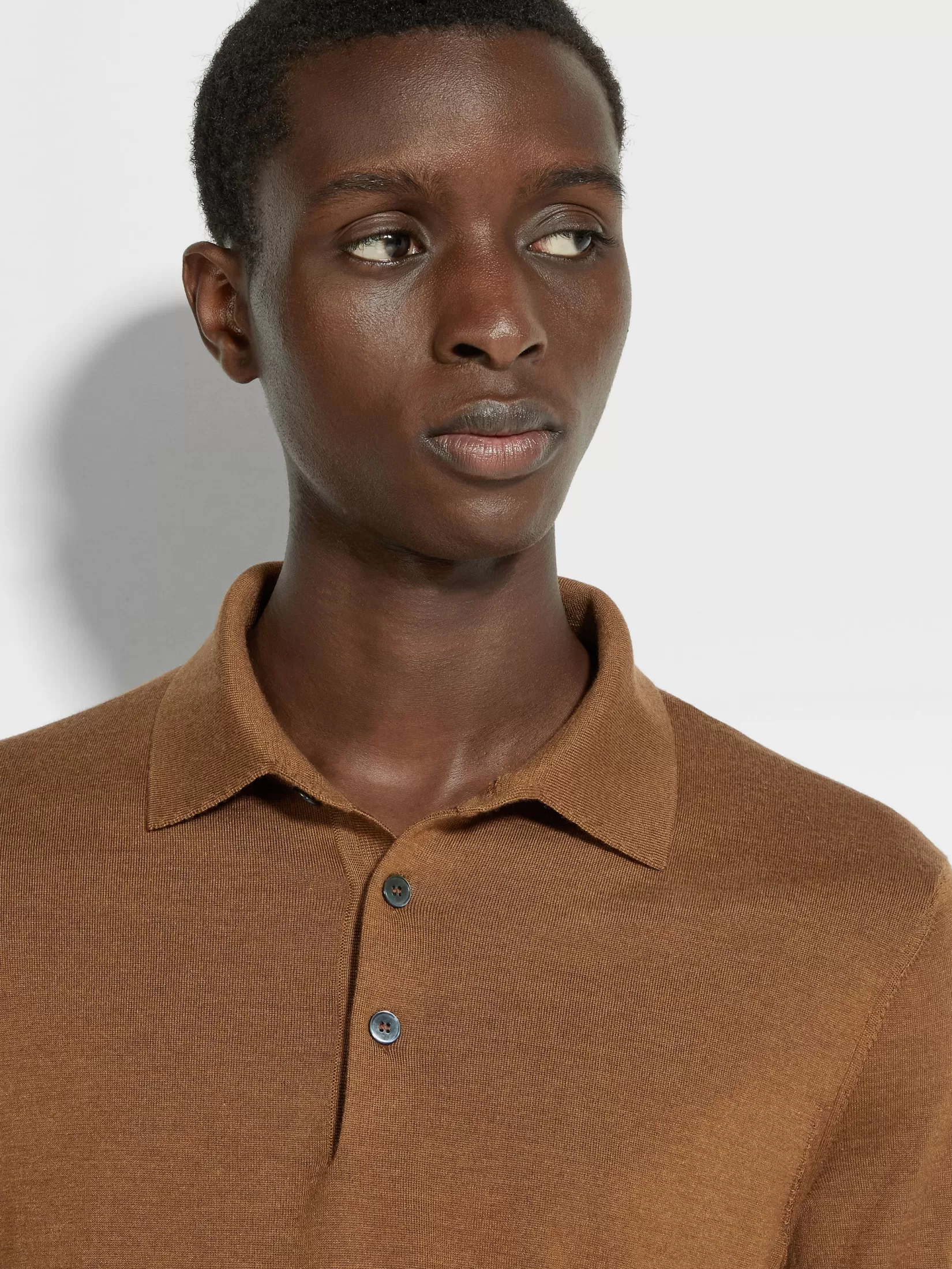 Fashion Polo in Cashseta Dark Foliage Mélange Maglieria