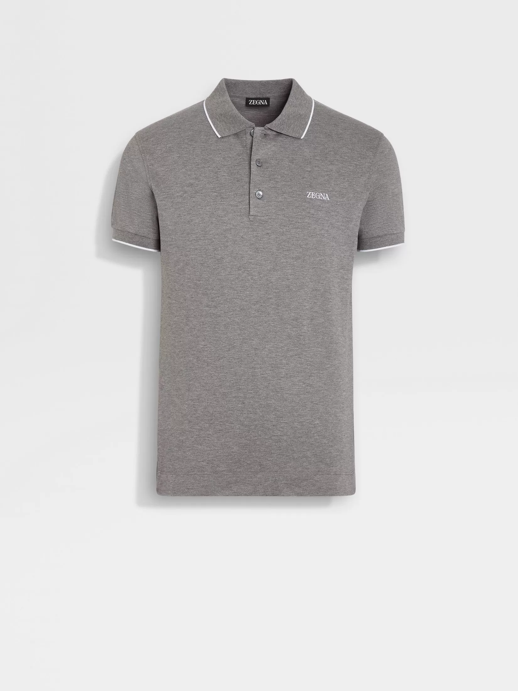 Shop Polo in Cotone Elasticizzato Grigio Mélange Polo
