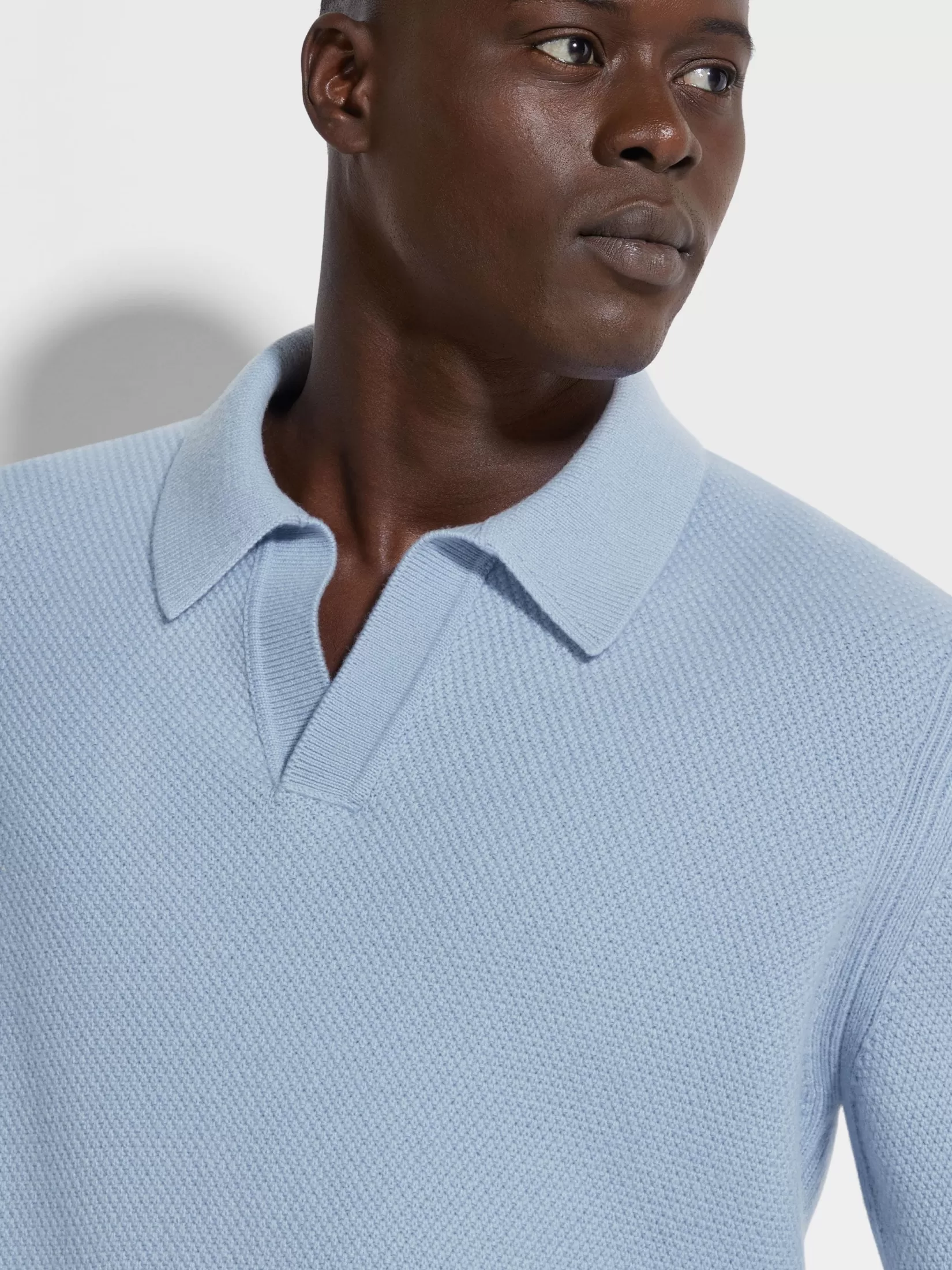 Fashion Polo in Oasi Cashmere Celeste Mélange Polo | Maglieria