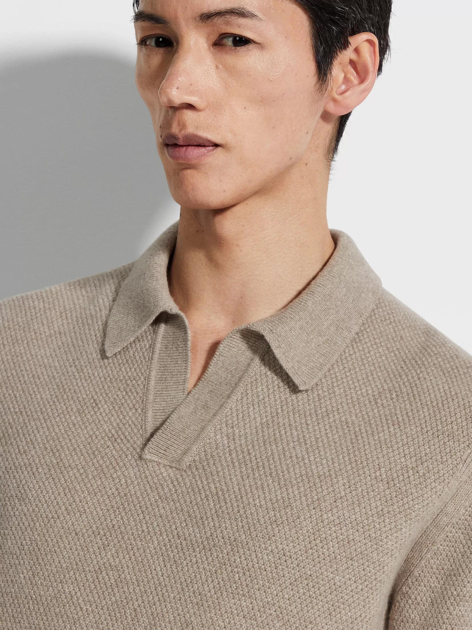 Fashion Polo in Oasi Cashmere Tortora Chiaro Mélange Polo | Maglieria
