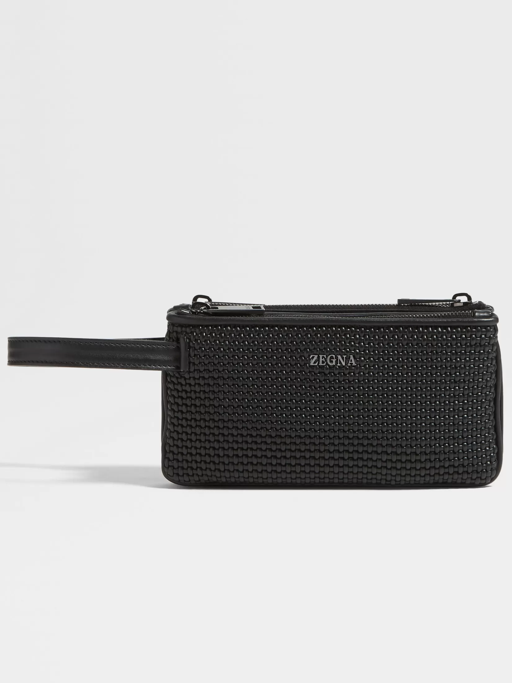 Cheap Pouch con Tripla Zip in PELLETESSUTA™ Nera Borse E Portafogli