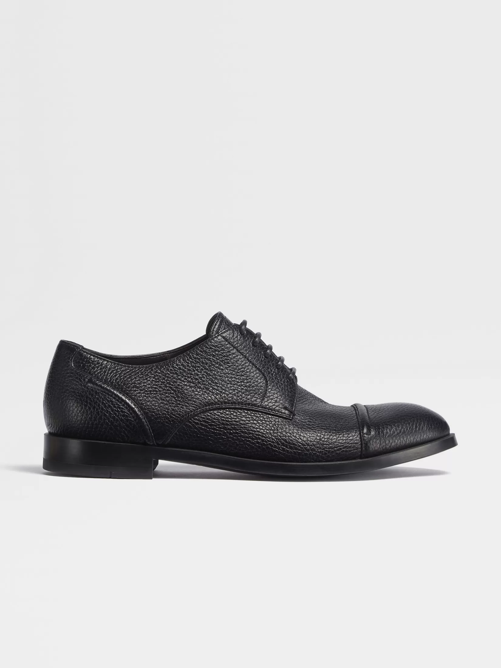 Discount Scarpe Derby Siena Flex con Punta Arrotondata in Pelle di Cervo Nera Stringate