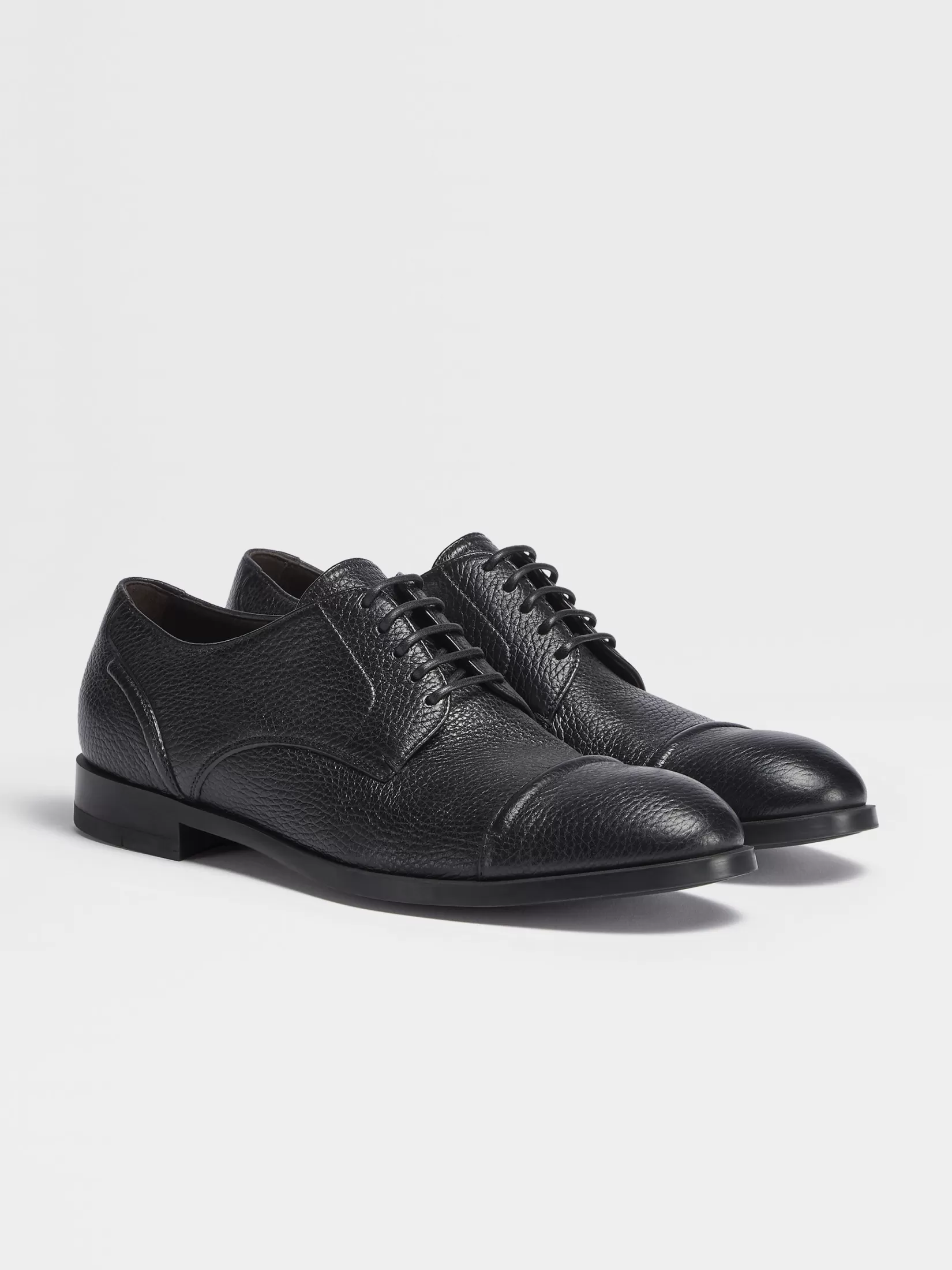 Discount Scarpe Derby Siena Flex con Punta Arrotondata in Pelle di Cervo Nera Stringate