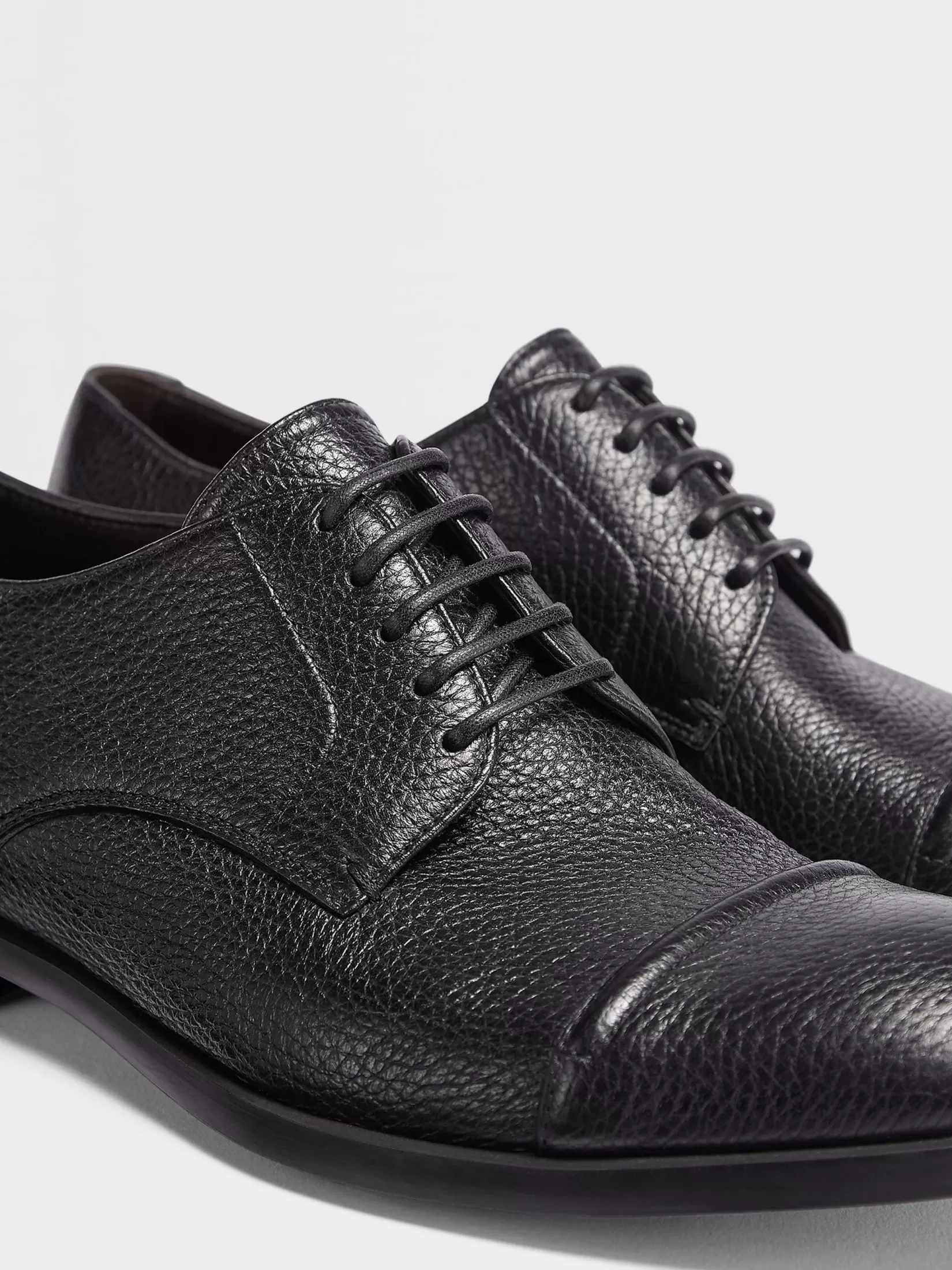 Discount Scarpe Derby Siena Flex con Punta Arrotondata in Pelle di Cervo Nera Stringate