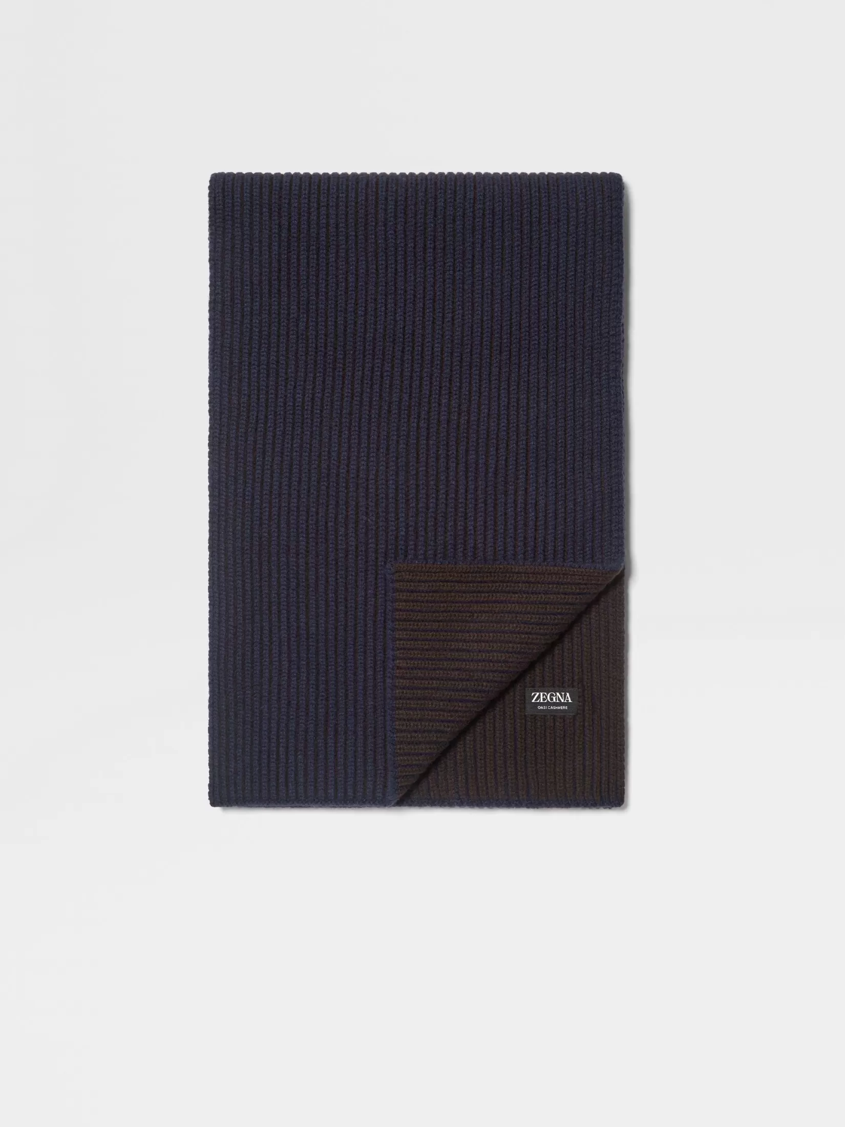 Sale Sciarpa in Oasi Cashmere Blu Inchiostro e Marrone Scuro Piccoli Doni | In Viaggio Con Stile