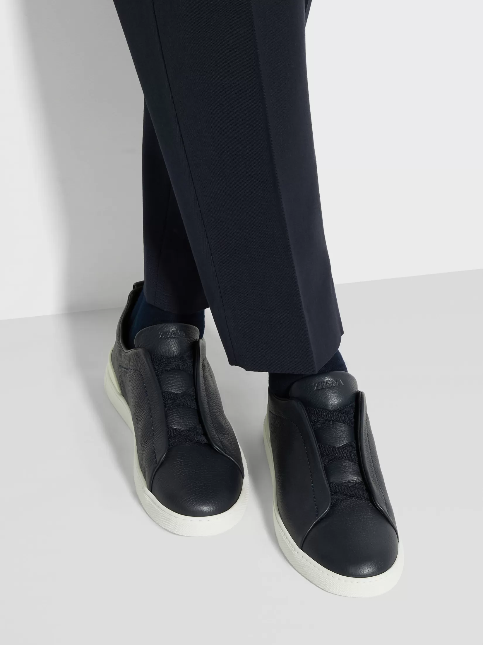 Online Sneaker Triple Stitch™ in Pelle di Cervo Blu Navy Sneakers