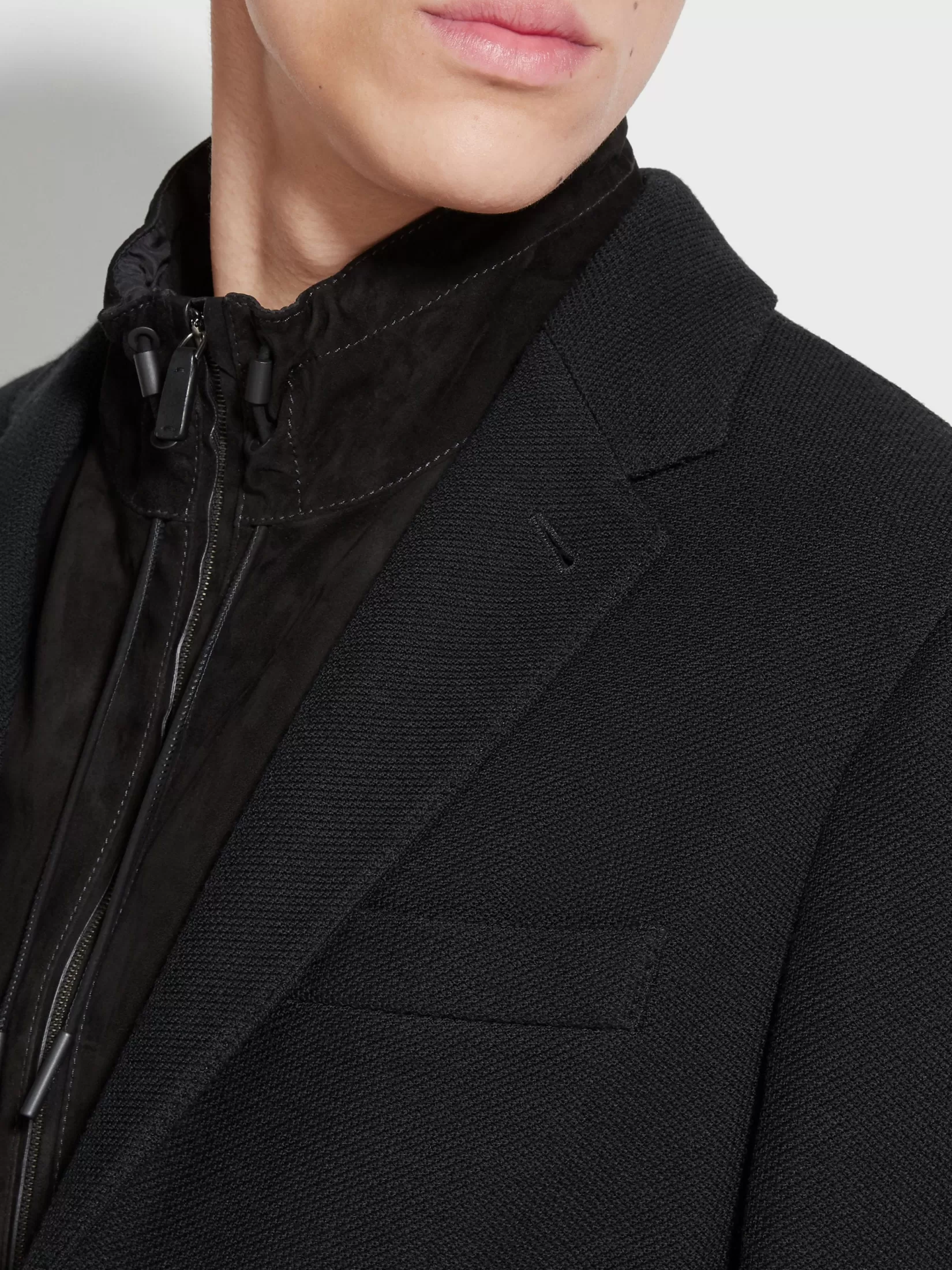 Best Sale Sweater Jacket in Misto Lana High Performance™ Jersey Nera Blazer