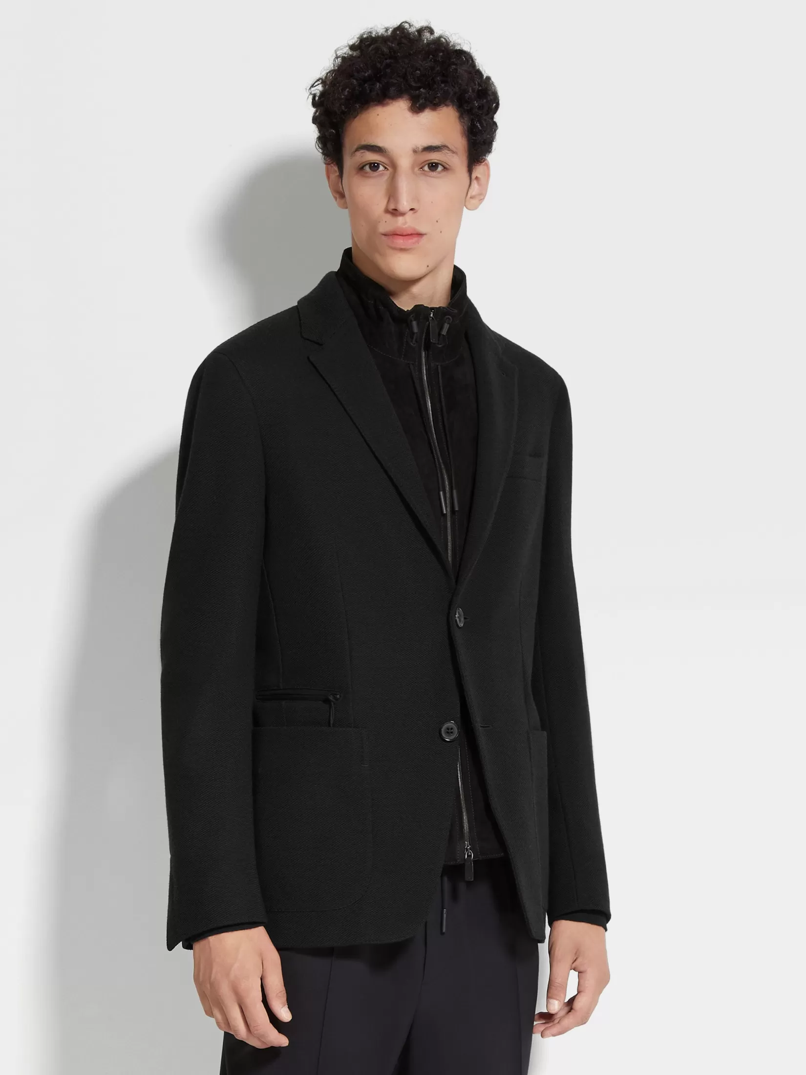 Best Sale Sweater Jacket in Misto Lana High Performance™ Jersey Nera Blazer