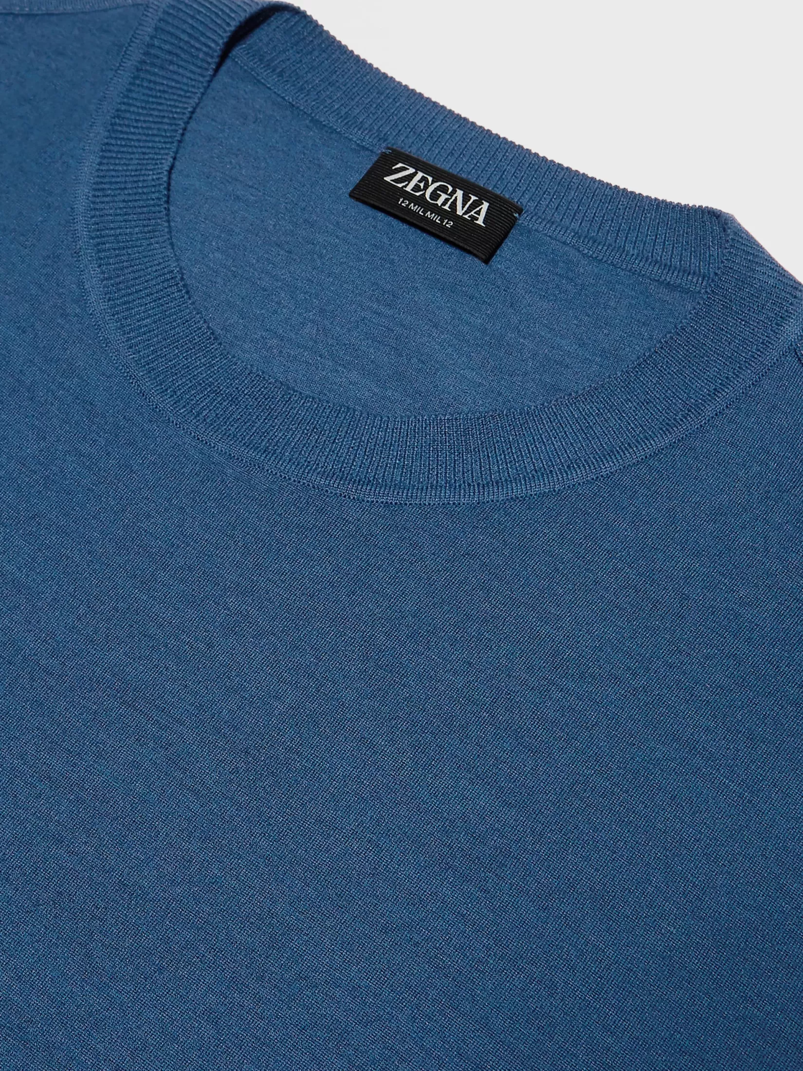 Store T-shirt a Maniche Corte in Lana 12milmil12 Blu Teal Mélange T-Shirt
