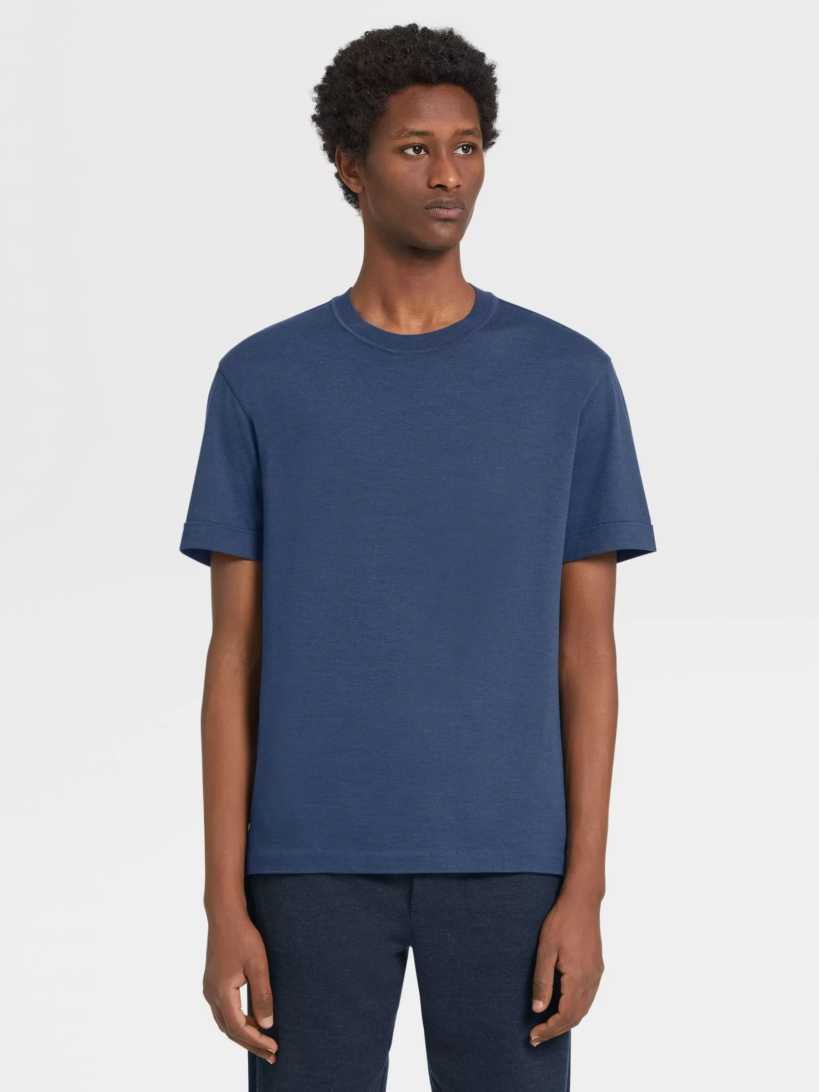 Fashion T-shirt a Maniche Corte in Lana 12milmil12 Utility Blue T-Shirt