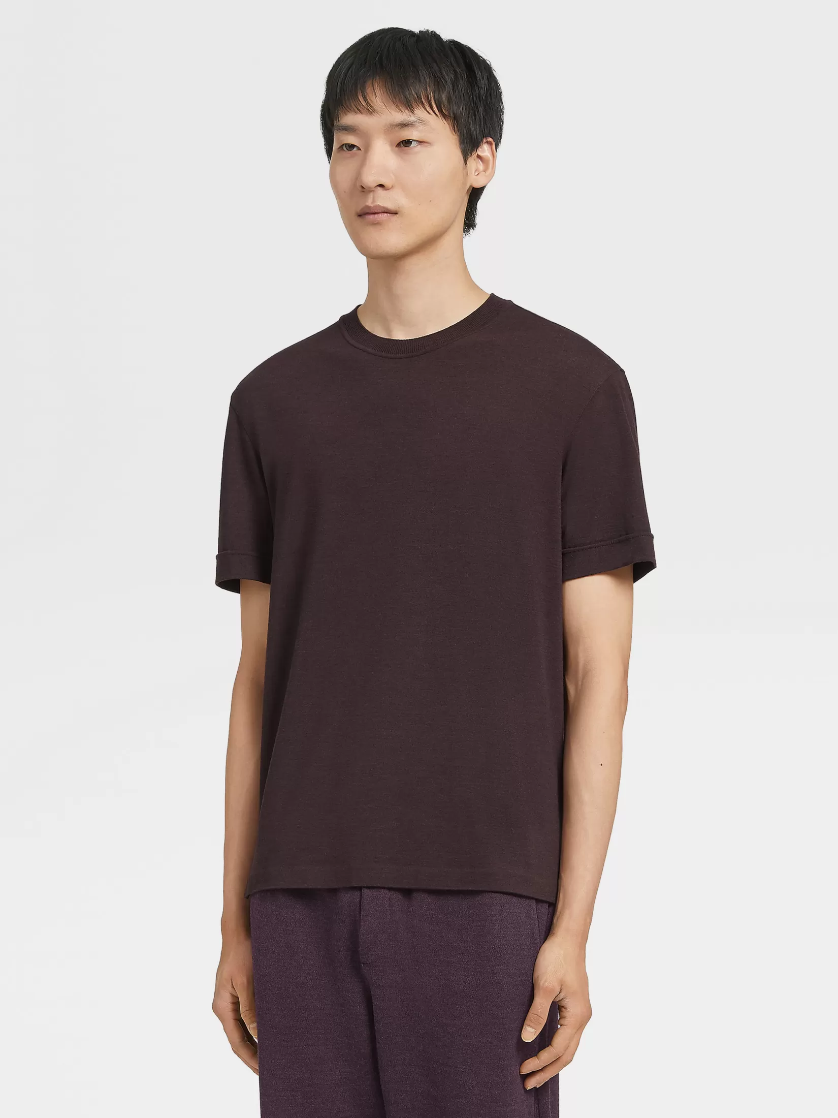 Outlet T-shirt in Lana 12milmil12 Bordeaux Mélange T-Shirt